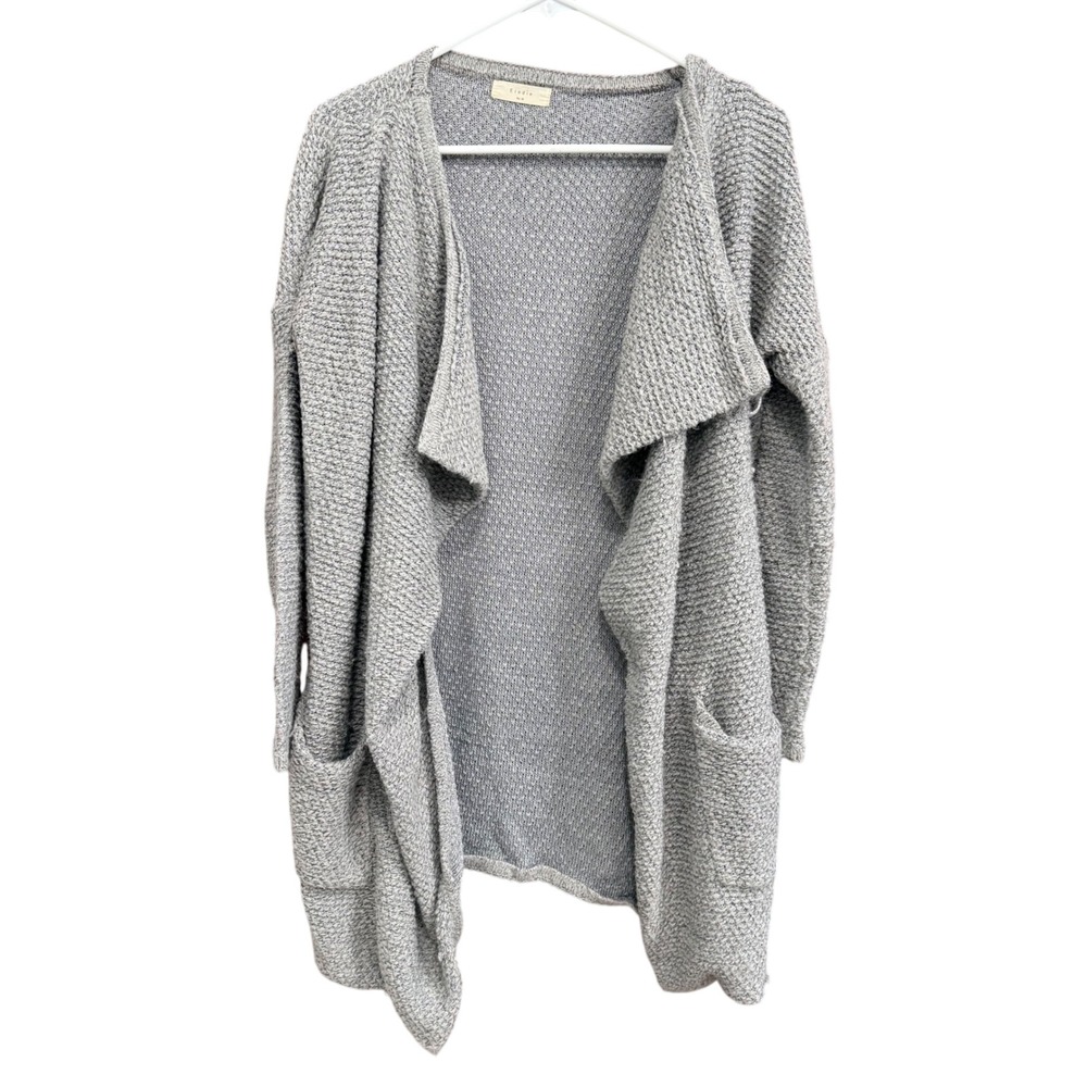 Elodie Womens Gray Open Front Knit Cardigan Sweater‎ Pockets Medium